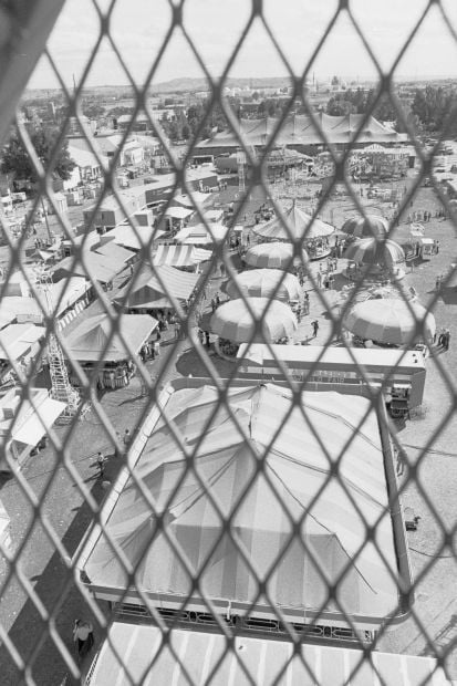 Fairgrounds as seen from ride, 1975